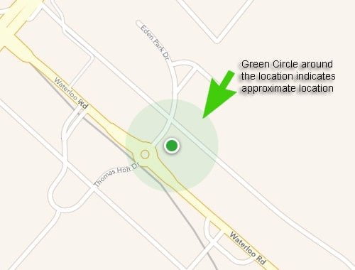 Lingkaran hijau di sekitar lokasi temukan iPhone saya