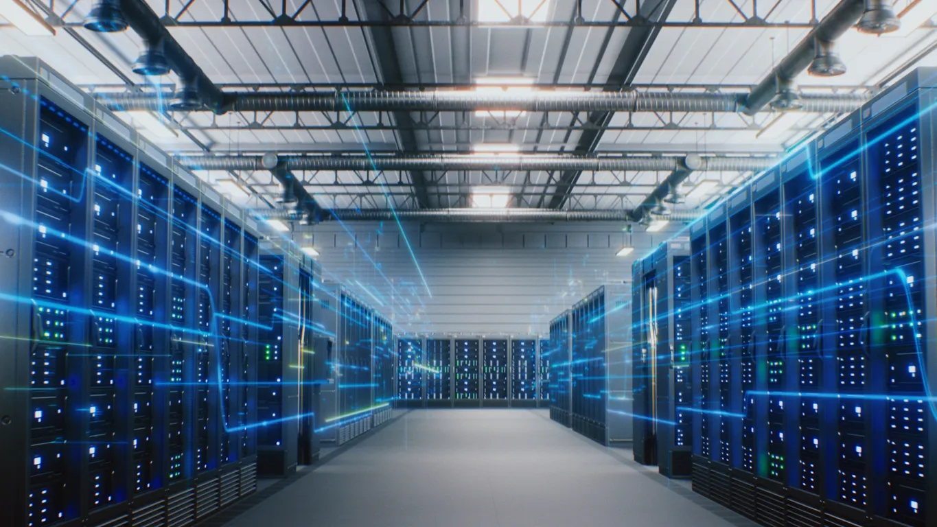 Server and cloud storage represented in a Sydney office environment