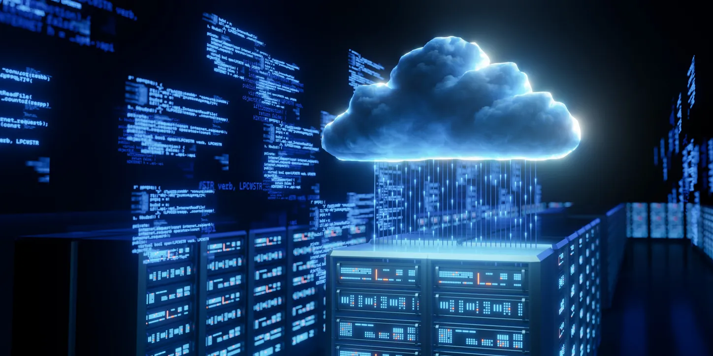 Cloud infrastructure and server hardware represented in a Sydney office environment