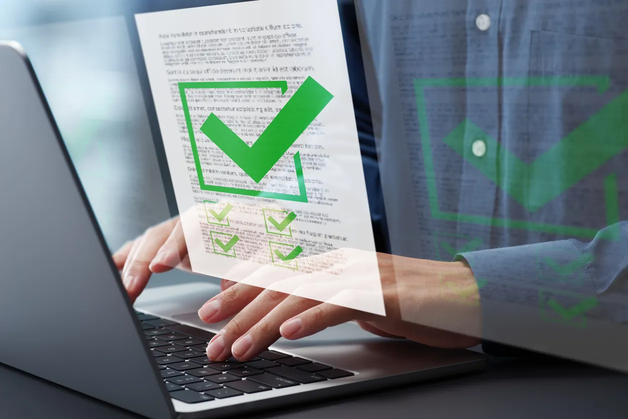 Audit report and checklist on an office desk