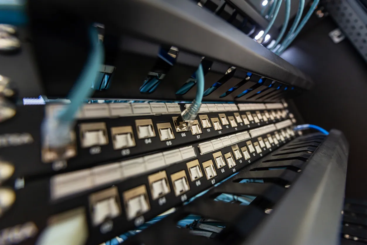 Sophos Switch network switch in a Sydney business comms cabinet