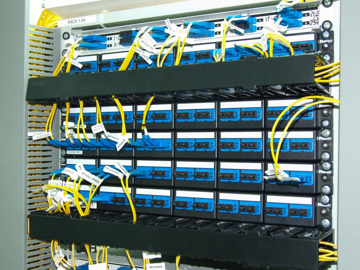 Structured data cabling neatly terminated in a network rack in a Sydney office