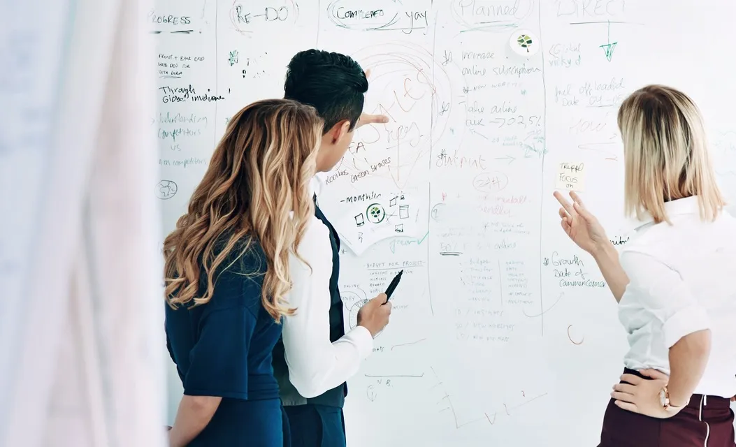 IT strategy roadmap on a whiteboard in a Sydney business office