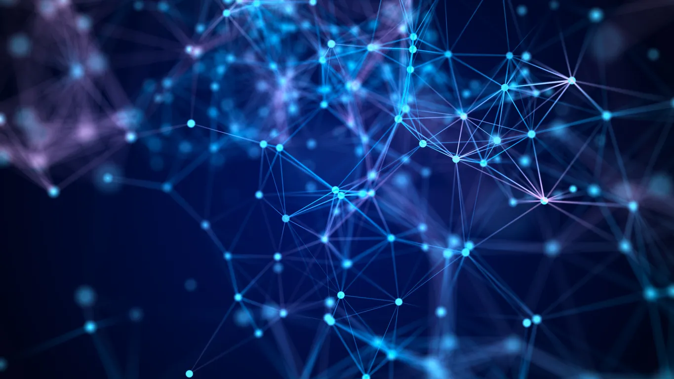 Distributed network of laptops and servers connected securely across locations.