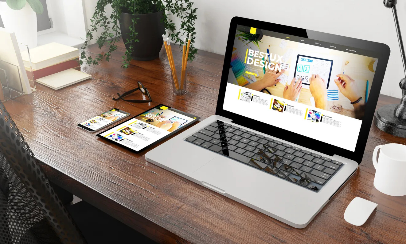 WordPress website design and build on a desktop and mobile screen.