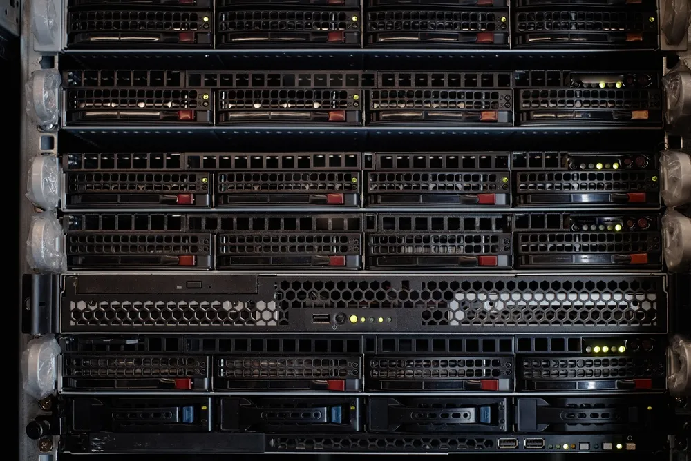 Rack-mounted server and backup storage appliance in a server cabinet